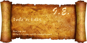 Iván Edit névjegykártya